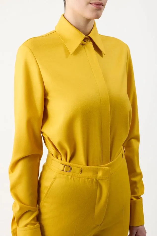 Gabriela Hearst Suits Women Etlin Shirt In Golden Birch Superfine Wool