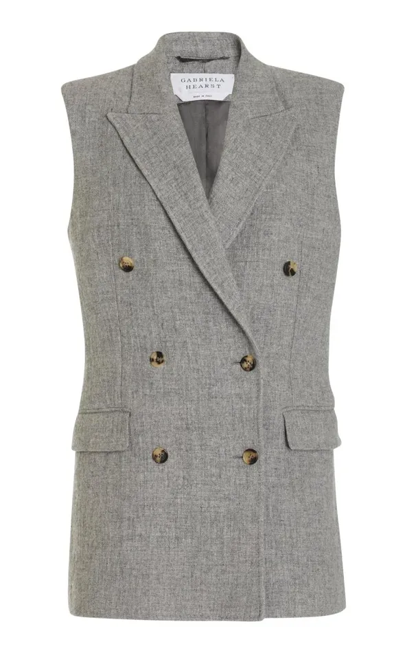Gabriela Hearst Suits Women Mayte Vest In Light Grey Melange Cashmere Linen