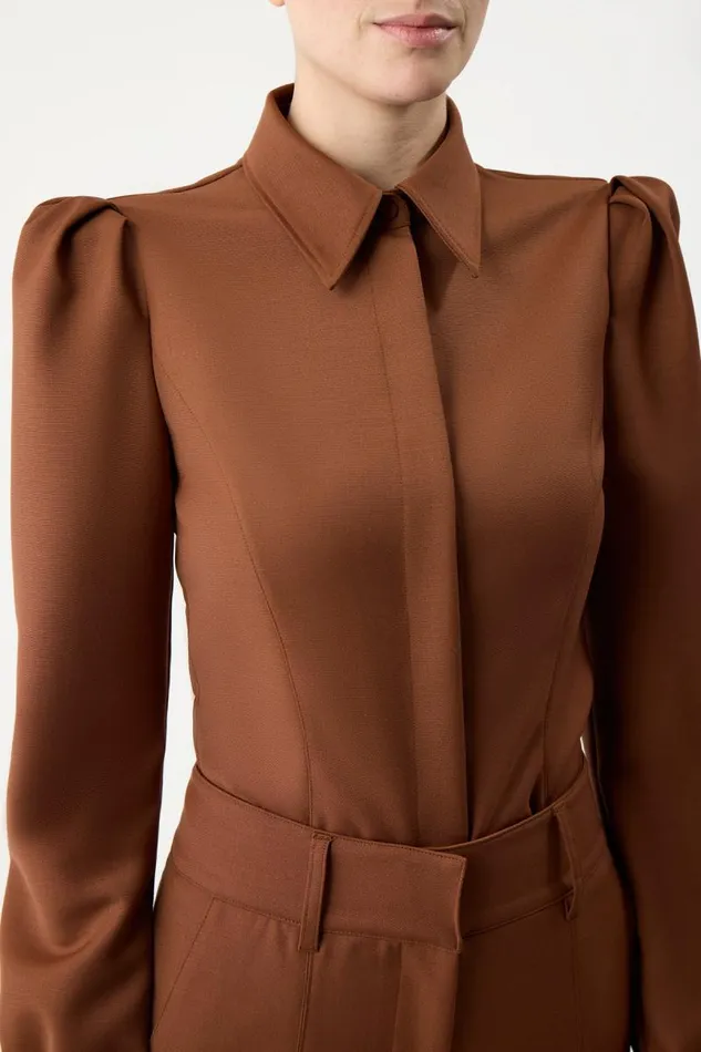 Gabriela Hearst Suits Women Talbot Shirt In Cognac Sportswear Wool