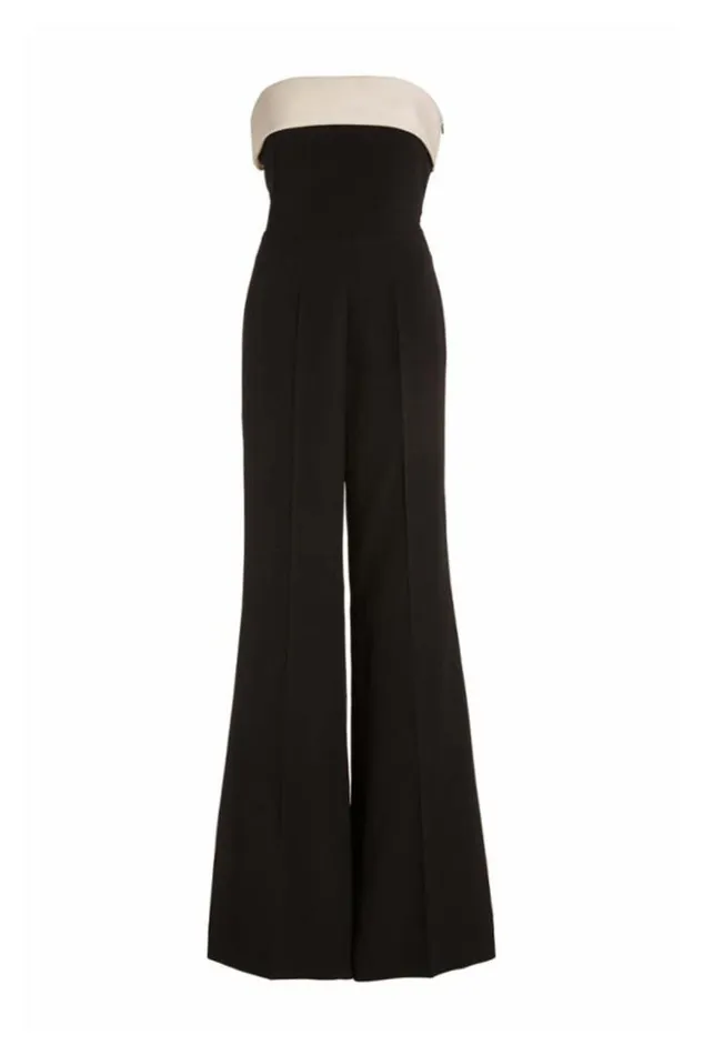 Gabriela Hearst Suits Women Vicky Jumpsuit In Black and Ivory Silk Wool Cady