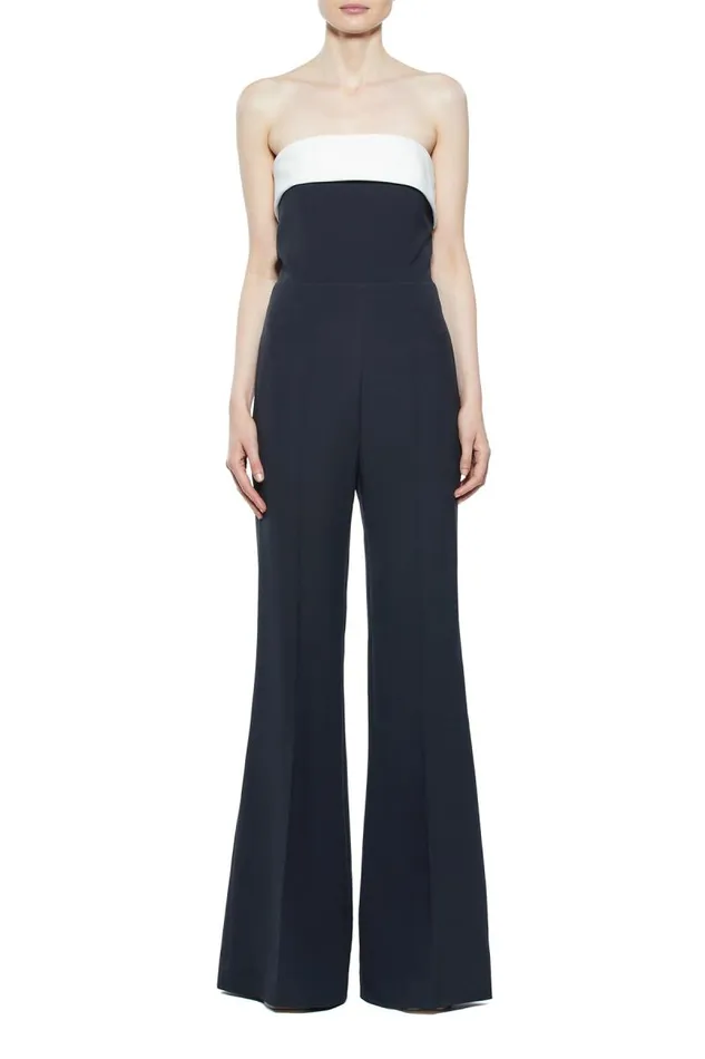 Gabriela Hearst Suits Women Vicky Jumpsuit In Black and Ivory Silk Wool Cady