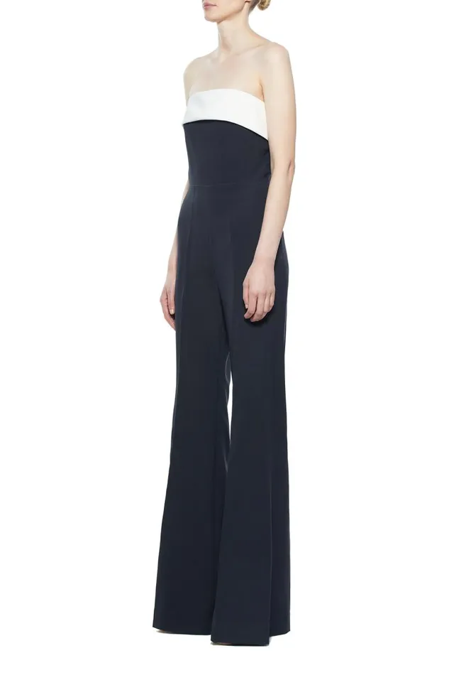 Gabriela Hearst Suits Women Vicky Jumpsuit In Black and Ivory Silk Wool Cady