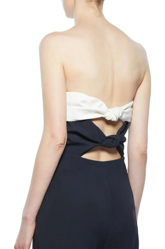 Gabriela Hearst Suits Women Vicky Jumpsuit In Black and Ivory Silk Wool Cady