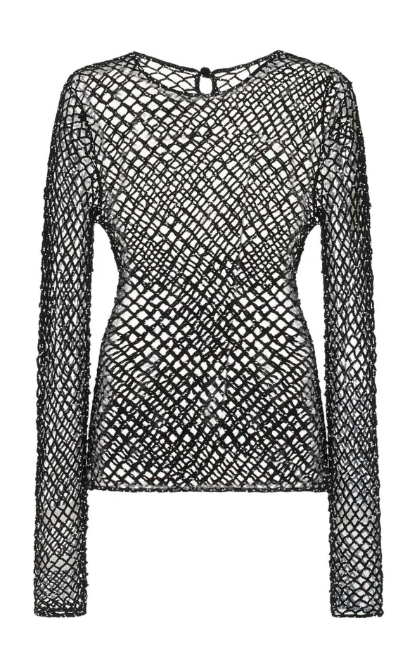 Gabriela Hearst Suits Women Yahav Knit Top In Black Beaded Cashmere