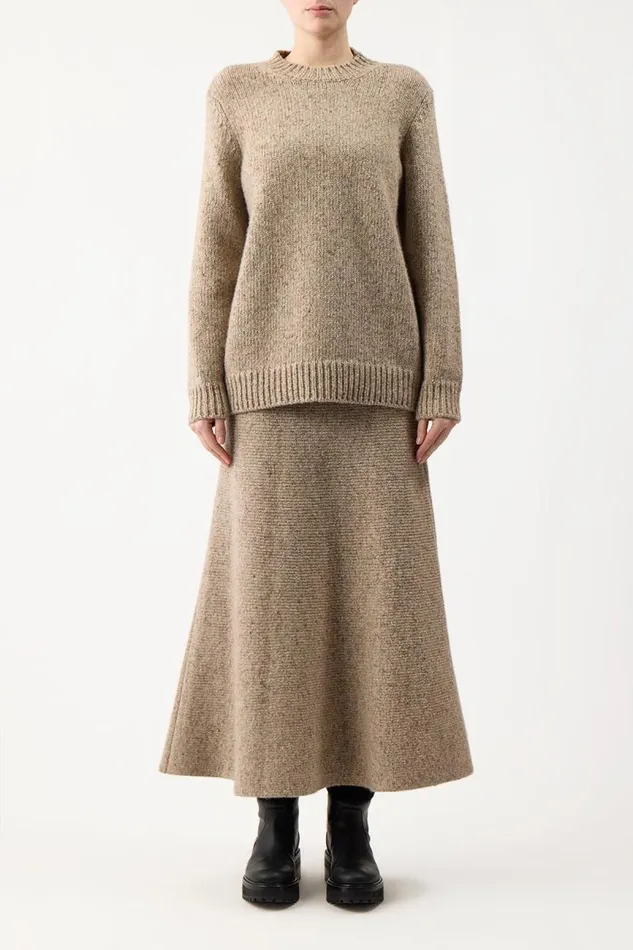 Gabriela Hearst Sweaters and Turtlenecks Women Alfie Crewneck In Oatmeal Multi Cashmere