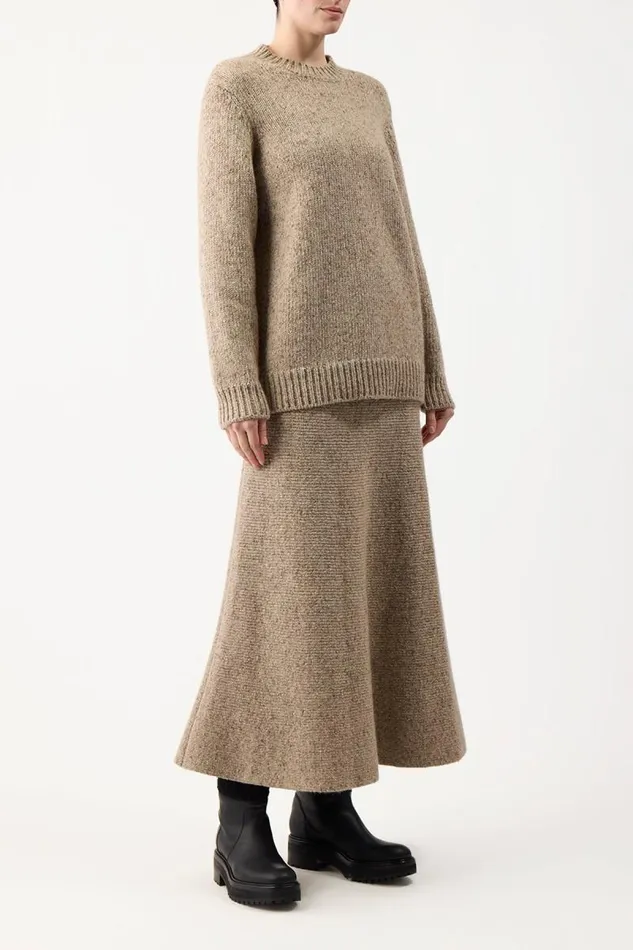 Gabriela Hearst Sweaters and Turtlenecks Women Alfie Crewneck In Oatmeal Multi Cashmere