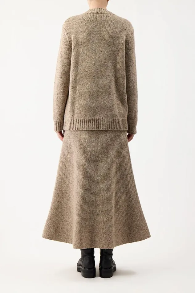 Gabriela Hearst Sweaters and Turtlenecks Women Alfie Crewneck In Oatmeal Multi Cashmere