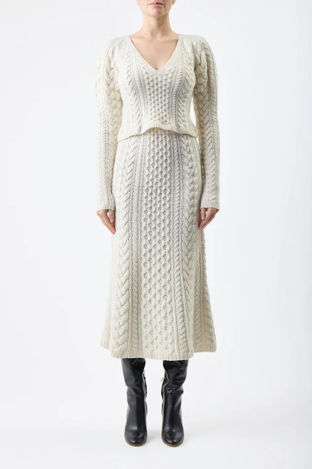 Gabriela Hearst Sweaters and Turtlenecks Women Arwel Knit Sweater In Ivory Cashmere