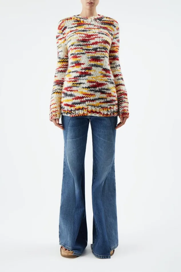 Gabriela Hearst Sweaters and Turtlenecks Women Lawrence Knit Sweater In Space Dye Fire Multi Welfat Cashmere
