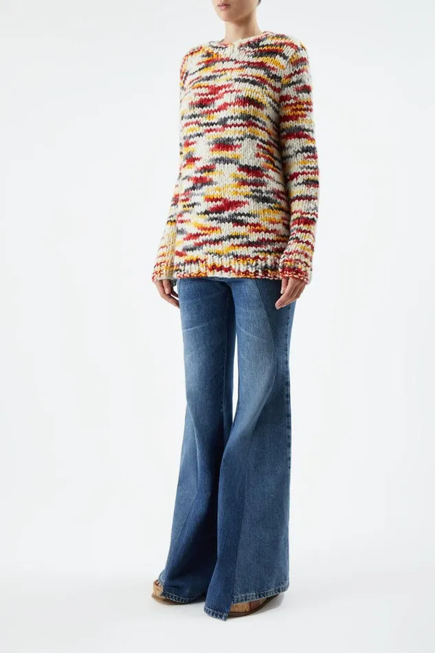 Gabriela Hearst Sweaters and Turtlenecks Women Lawrence Knit Sweater In Space Dye Fire Multi Welfat Cashmere