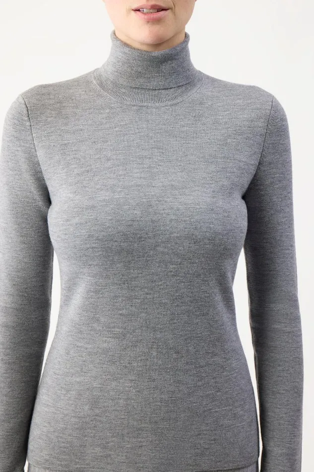 Gabriela Hearst Sweaters and Turtlenecks Women May Knit Turtleneck In Heather Grey Merino Wool Cashmere