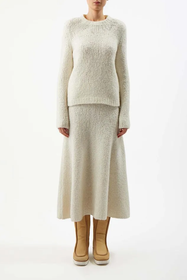 Gabriela Hearst Sweaters and Turtlenecks Women Philippe Knit Sweater In Ivory Cashmere Boucle
