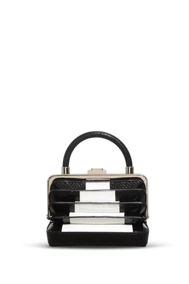 Gabriela Hearst Top Handles WomenMen Diana Bag In Black Snakeskin and Ivory Crocodile Leather