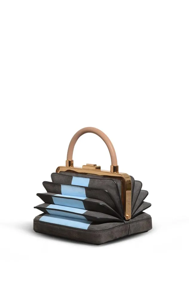 Gabriela Hearst Top Handles WomenMen Diana Bag In Grey and Light Blue Suede With Nude Nappa Leather Handle Gabriela Hearst Top Handles WomenMen Diana Bag In Grey and Light Blue Suede With Nude Nappa Leather Handle