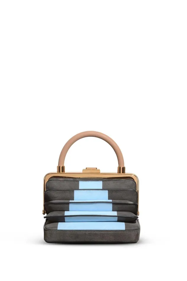 Gabriela Hearst Top Handles WomenMen Diana Bag In Grey and Light Blue Suede With Nude Nappa Leather Handle