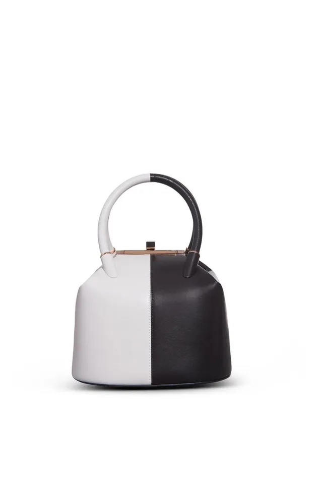 Gabriela Hearst Top Handles WomenMen Mini Baez Bag In Black and Ivory Nappa Leather