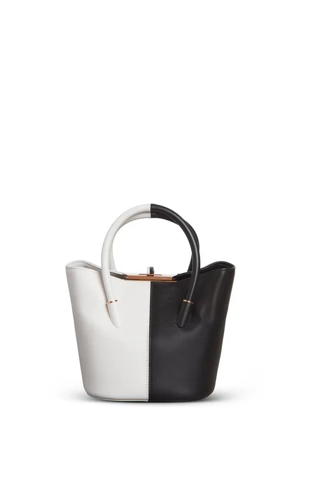 Gabriela Hearst Top Handles WomenMen Mini Baez Bag In Black and Ivory Nappa Leather