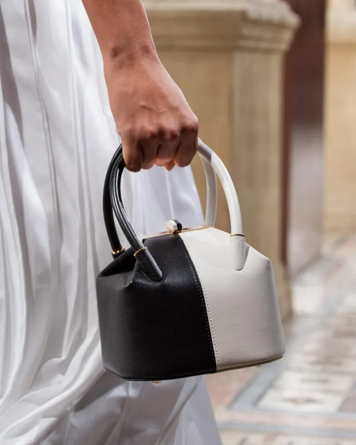 Gabriela Hearst Top Handles WomenMen Mini Baez Bag In Black and Ivory Nappa Leather