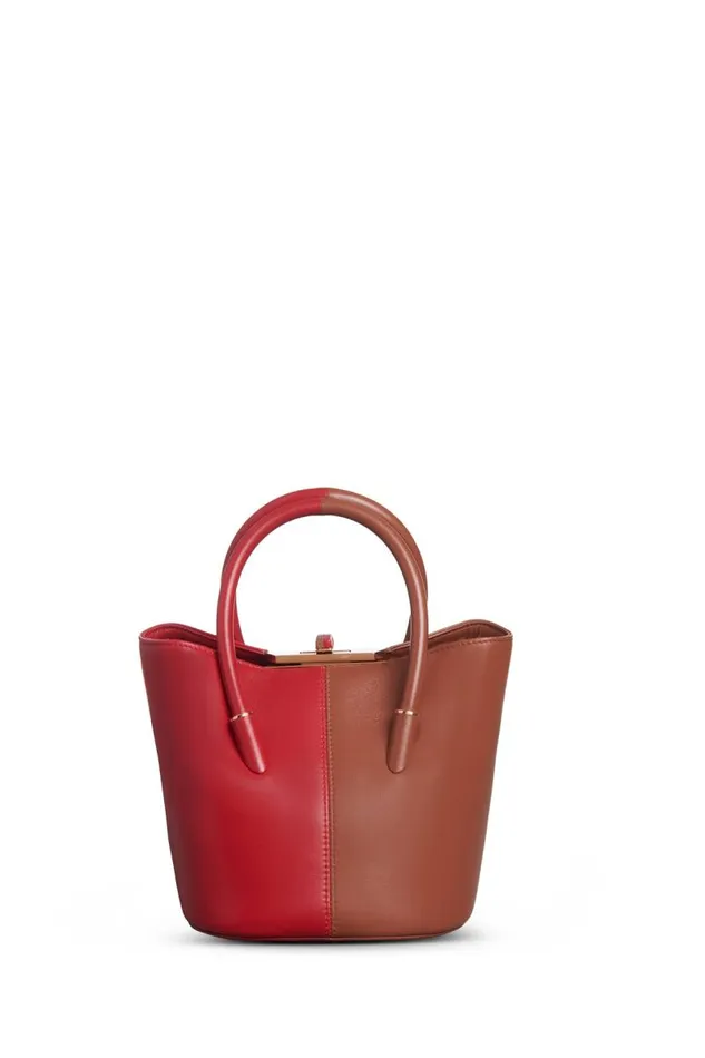 Gabriela Hearst Top Handles WomenMen Mini Baez Bag In Cognac and Red Nappa Leather