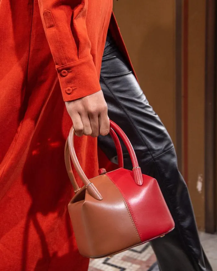 Gabriela Hearst Top Handles WomenMen Mini Baez Bag In Cognac and Red Nappa Leather