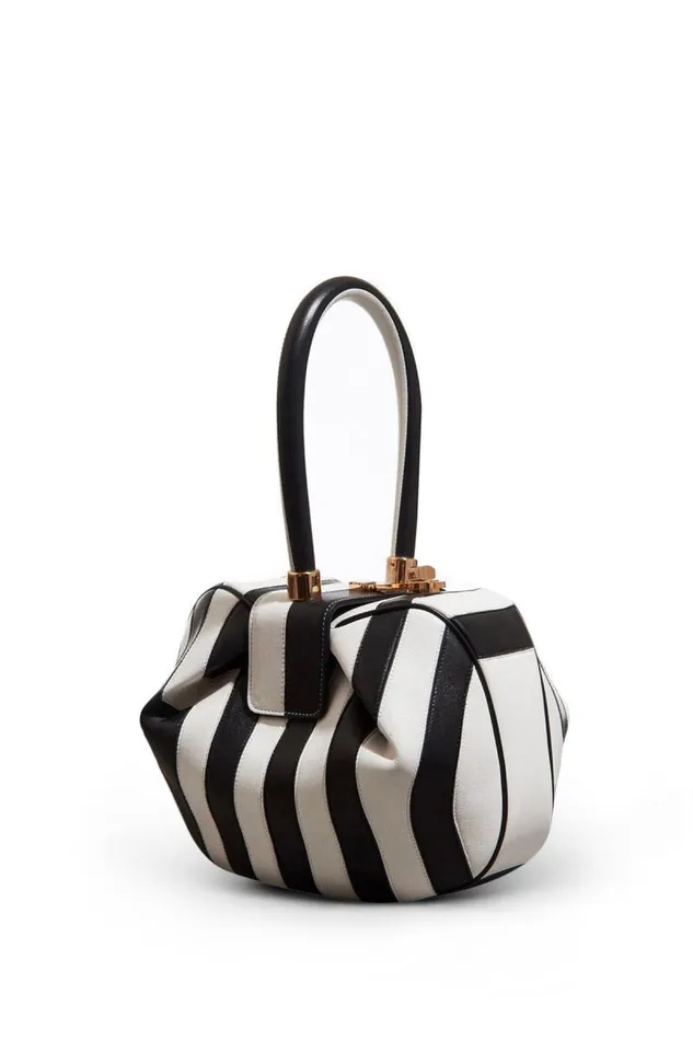 Gabriela Hearst Top Handles WomenMen Nina Bag In Black and Ivory Stripes Nappa Leather Gabriela Hearst Top Handles WomenMen Nina Bag In Black and Ivory Stripes Nappa Leather