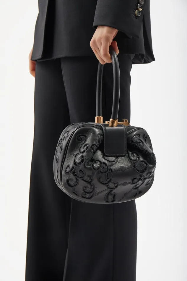 Gabriela Hearst Top Handles WomenMen Nina Bag In Black Nappa Leather With Lace
