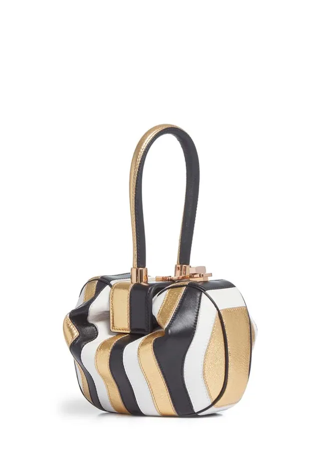 Gabriela Hearst Top Handles WomenMen Nina Bag In Gold Black and Ivory Stripes Nappa Leather Gabriela Hearst Top Handles WomenMen Nina Bag In Gold Black and Ivory Stripes Nappa Leather