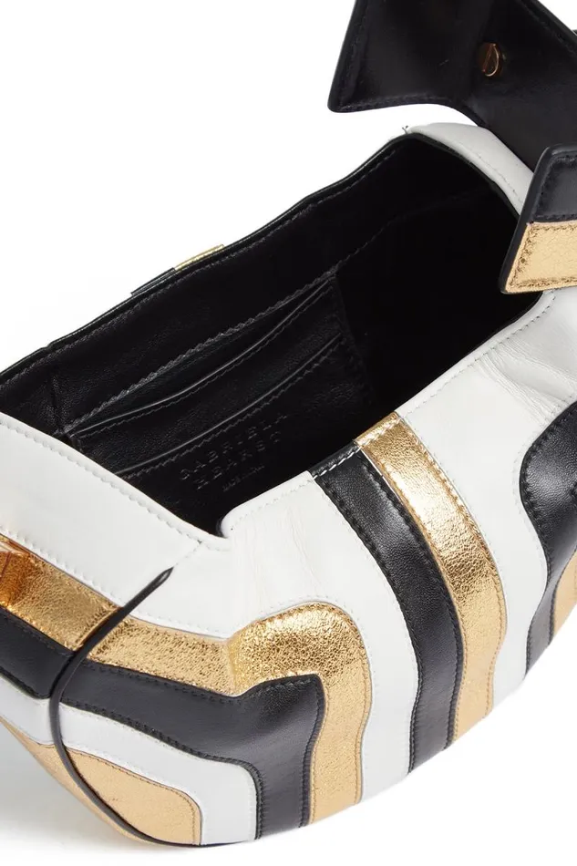 Gabriela Hearst Top Handles WomenMen Nina Bag In Gold Black and Ivory Stripes Nappa Leather