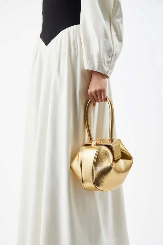 Gabriela Hearst Top Handles WomenMen Nina Bag In Gold Metallic Nappa Leather