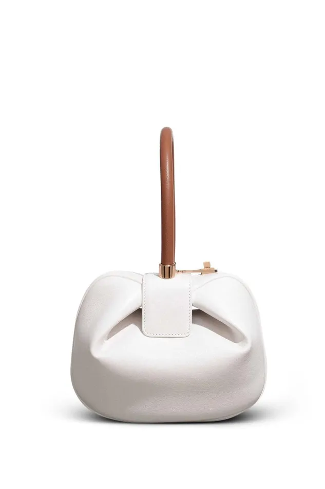 Gabriela Hearst Top Handles WomenMen Nina Bag In Ivory and Cognac Nappa Leather
