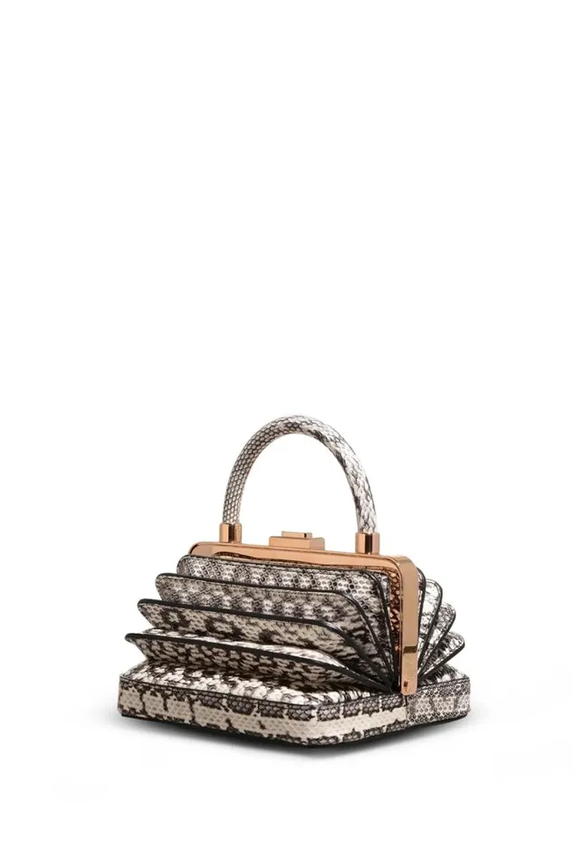 Gabriela Hearst Top Handles WomenMen Small Diana Bag In Black and Ivory Snakeskin