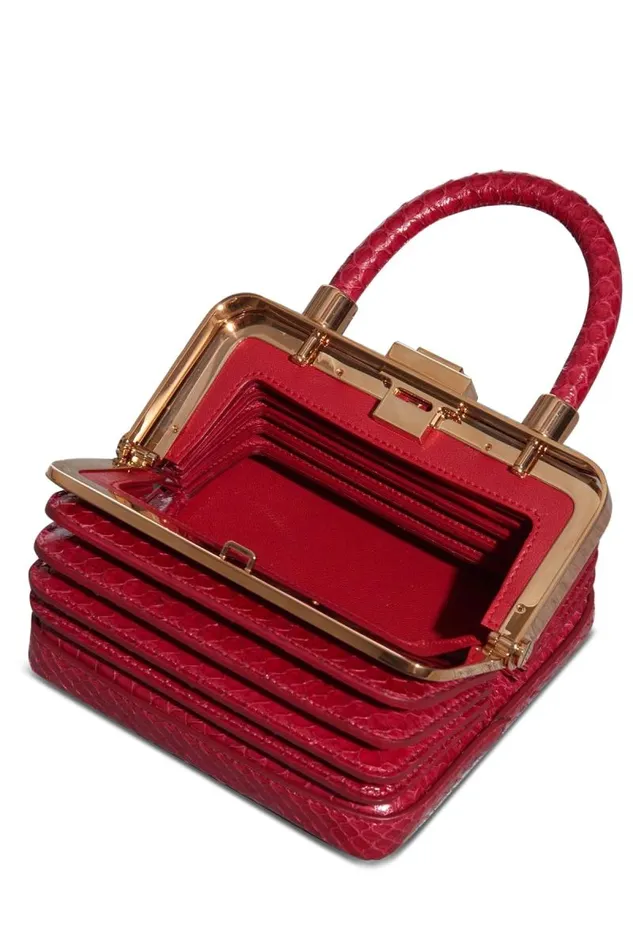 Gabriela Hearst Top Handles WomenMen Small Diana Bag In Red Snakeskin