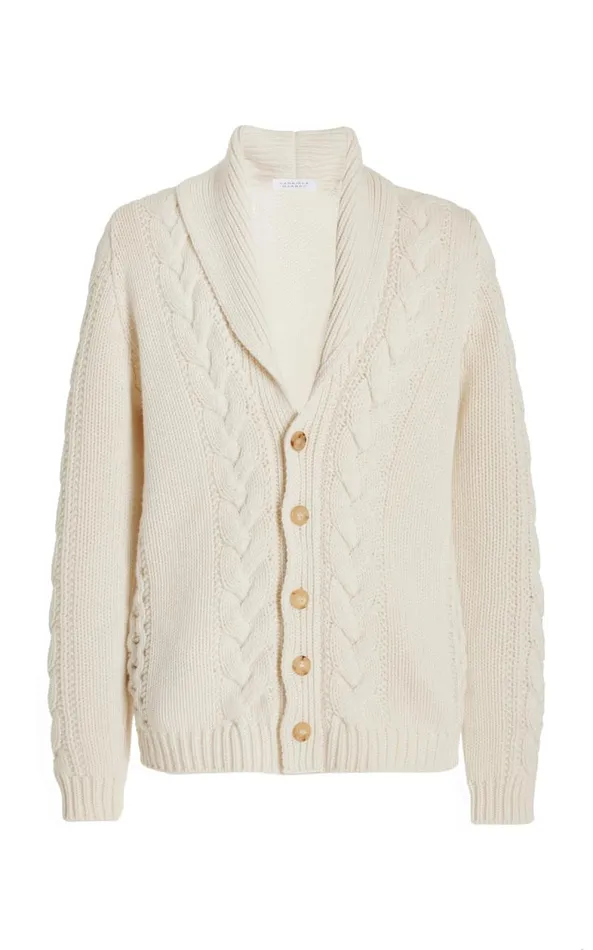 Gabriela Hearst Tops Men Casa Knit Cardigan In Ivory Cashmere