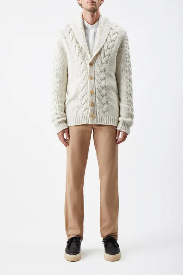 Gabriela Hearst Tops Men Casa Knit Cardigan In Ivory Cashmere
