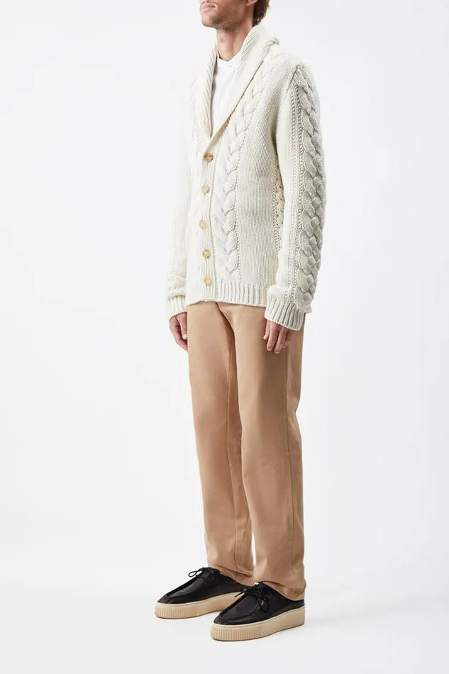 Gabriela Hearst Tops Men Casa Knit Cardigan In Ivory Cashmere