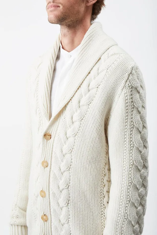 Gabriela Hearst Tops Men Casa Knit Cardigan In Ivory Cashmere