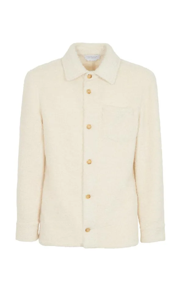 Gabriela Hearst Tops Men Drew Overshirt In Black Cashmere Boucle