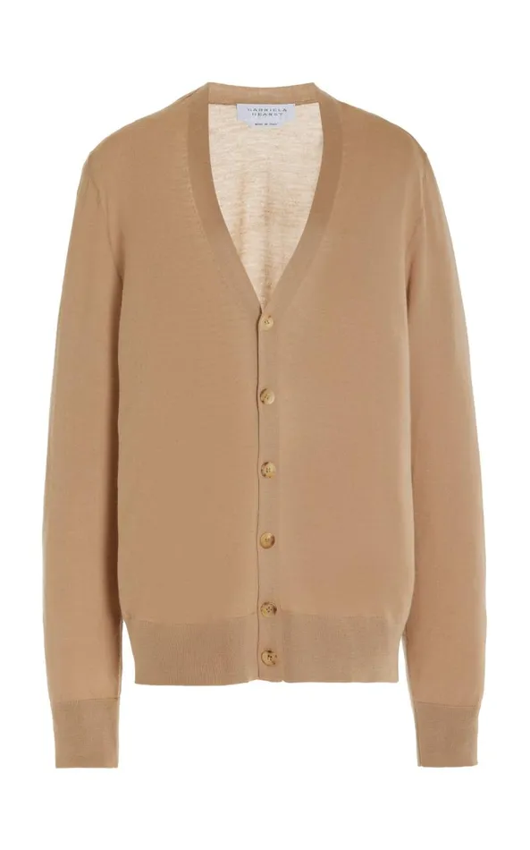 Gabriela Hearst Tops Men Duke Knit Cardigan In Camel Cashmere