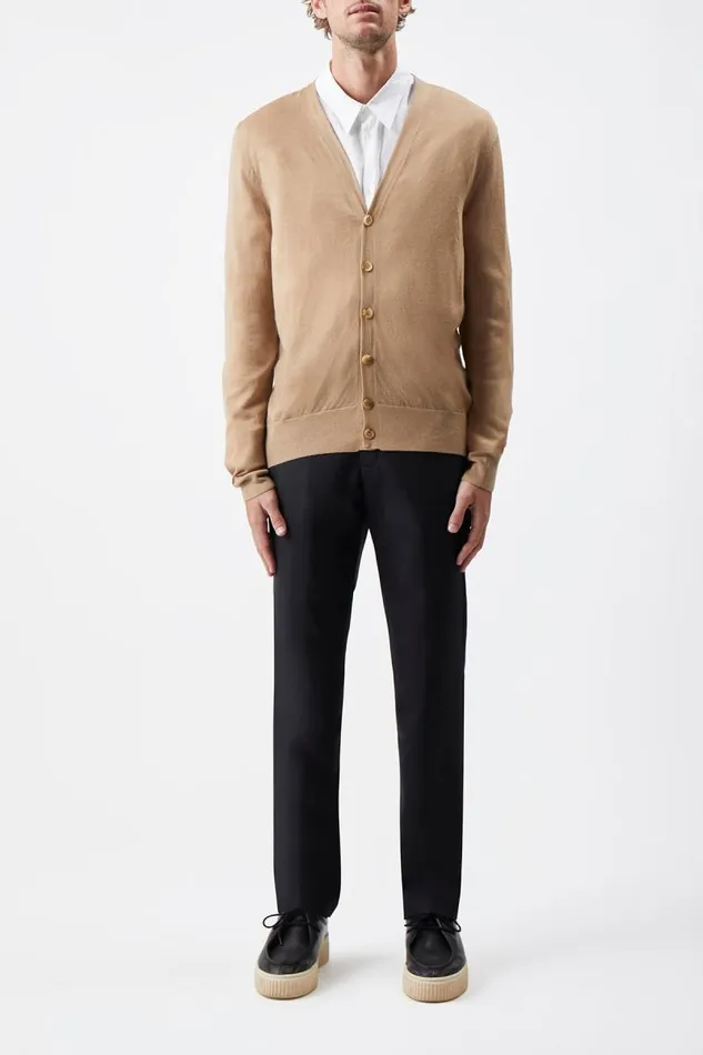 Gabriela Hearst Tops Men Duke Knit Cardigan In Camel Cashmere