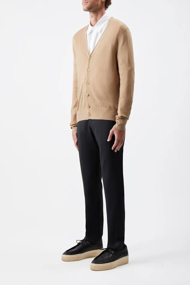 Gabriela Hearst Tops Men Duke Knit Cardigan In Camel Cashmere