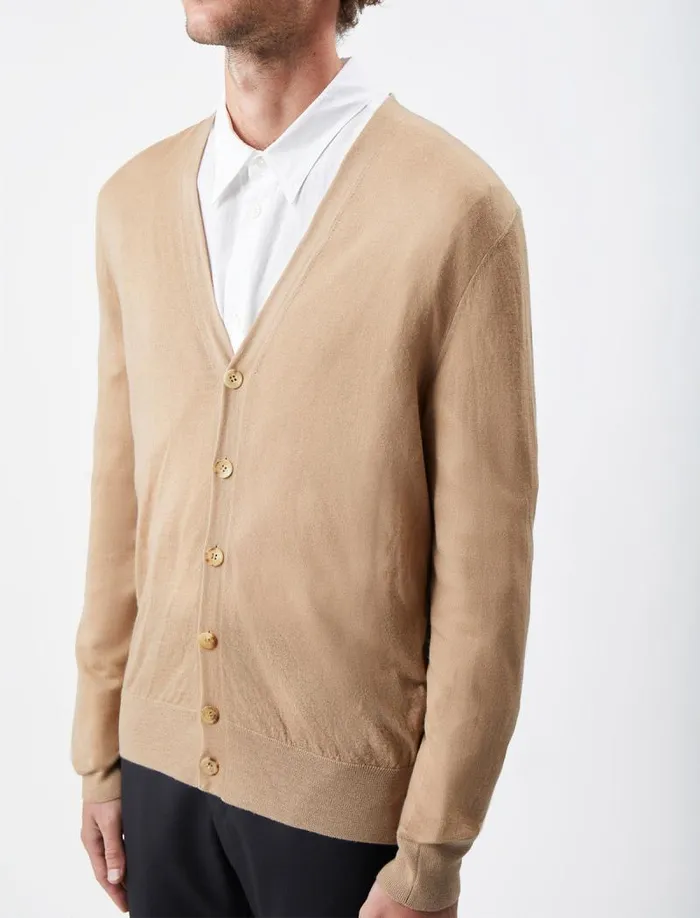 Gabriela Hearst Tops Men Duke Knit Cardigan In Camel Cashmere