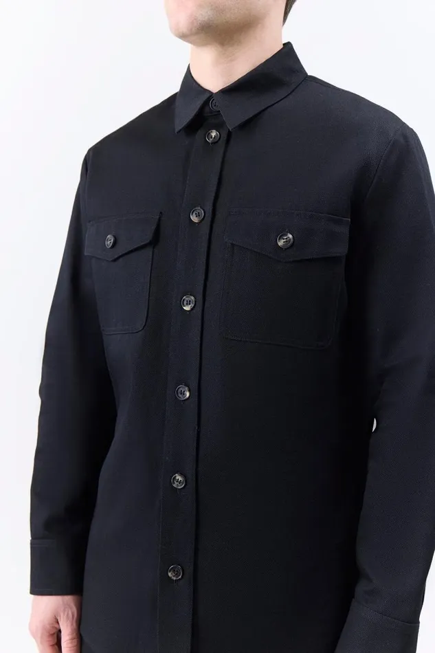 Gabriela Hearst Tops Men Everly Overshirt In Black Organic Cotton