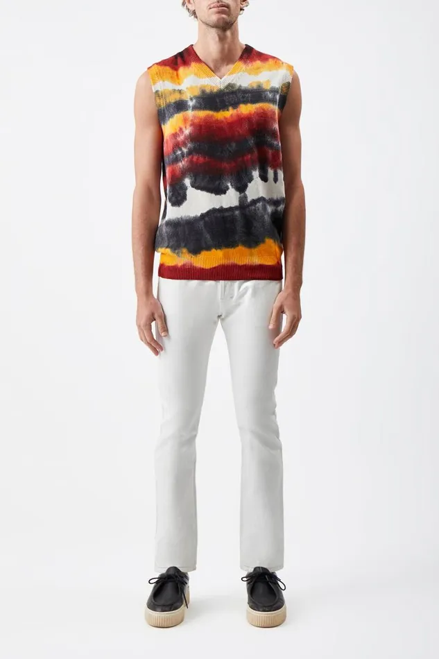 Gabriela Hearst Tops Men Fielding Knit Vest In Fire Tie Dye Cashmere