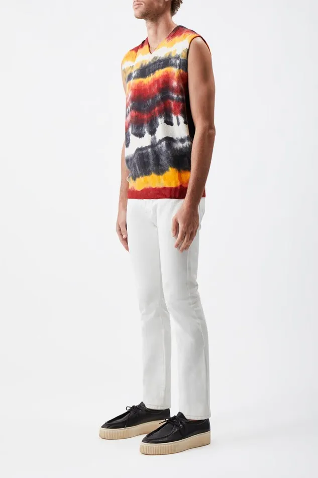 Gabriela Hearst Tops Men Fielding Knit Vest In Fire Tie Dye Cashmere