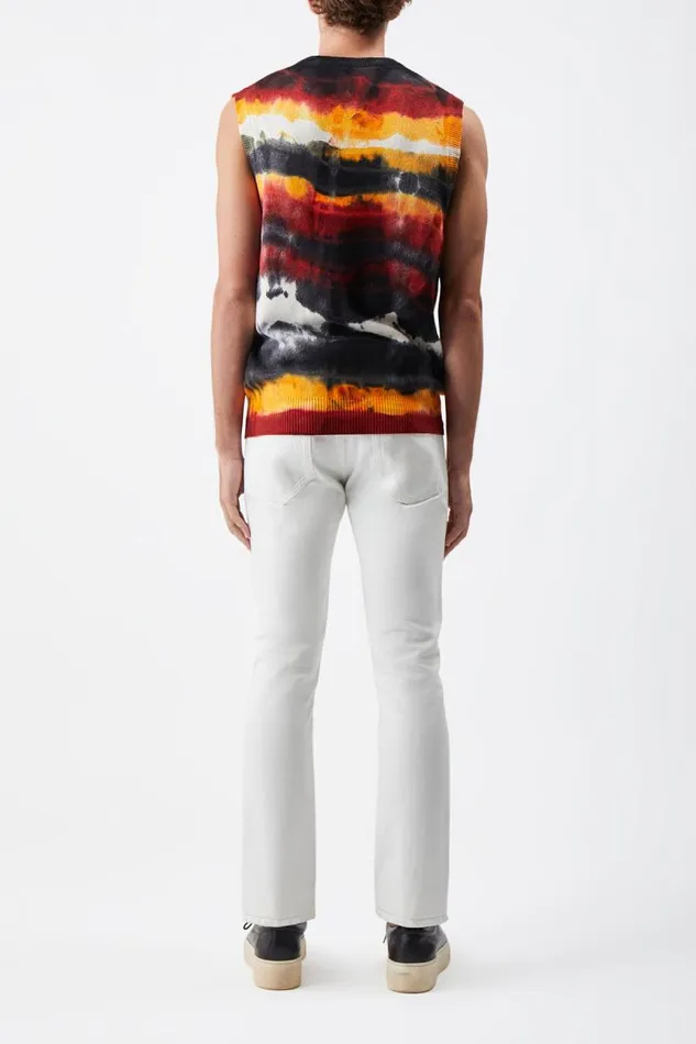 Gabriela Hearst Tops Men Fielding Knit Vest In Fire Tie Dye Cashmere