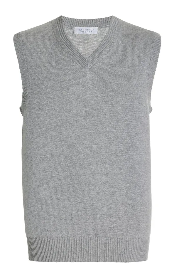 Gabriela Hearst Tops Men Fielding Knit Vest In Heather Grey Cashmere