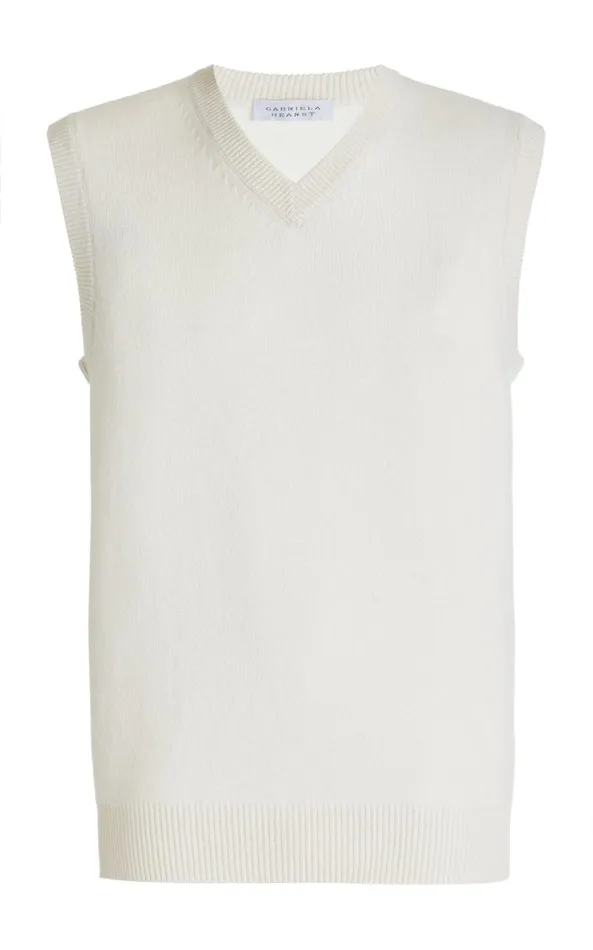 Gabriela Hearst Tops Men Fielding Knit Vest In Ivory Cashmere