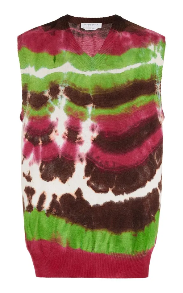 Gabriela Hearst Tops Men Fielding Knit Vest In Jewel Tie Dye Cashmere