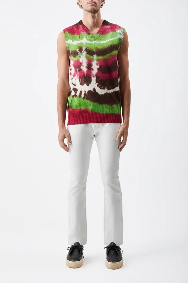 Gabriela Hearst Tops Men Fielding Knit Vest In Jewel Tie Dye Cashmere