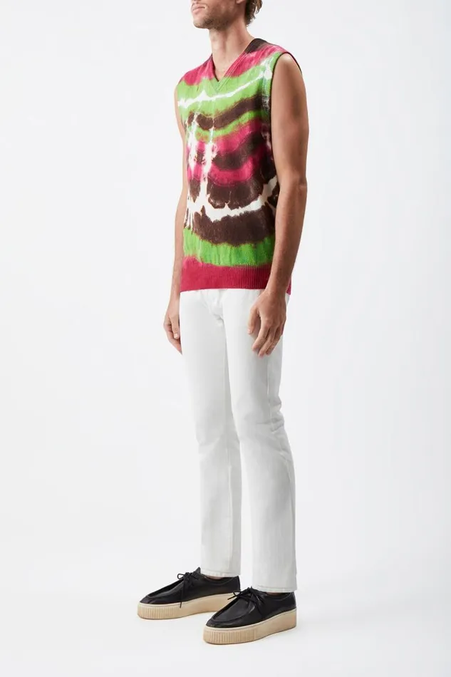 Gabriela Hearst Tops Men Fielding Knit Vest In Jewel Tie Dye Cashmere
